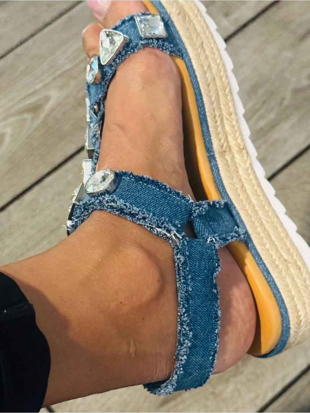 Giani Bernini Denim Blue Jeweled Strappy Sandals